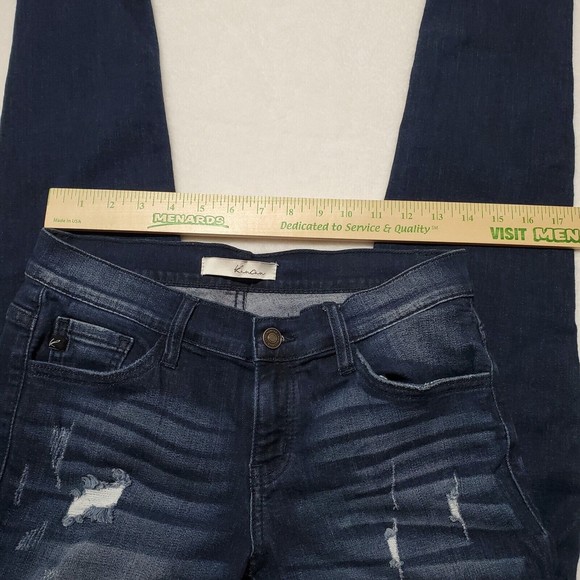 KanCan Moto Ankle Skinny Denim Jeans Women's Sz 27 Frayed Hem Dark Wash Distress - Picture 8 of 10